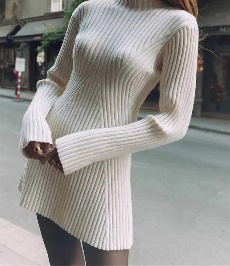 
                  
                    Women'S Fashion Long Sleeve Slim Solid Color Knit Mini Dress Group Autumn and Winter Elegant O Neck Textured Basic Dresses
                  
                