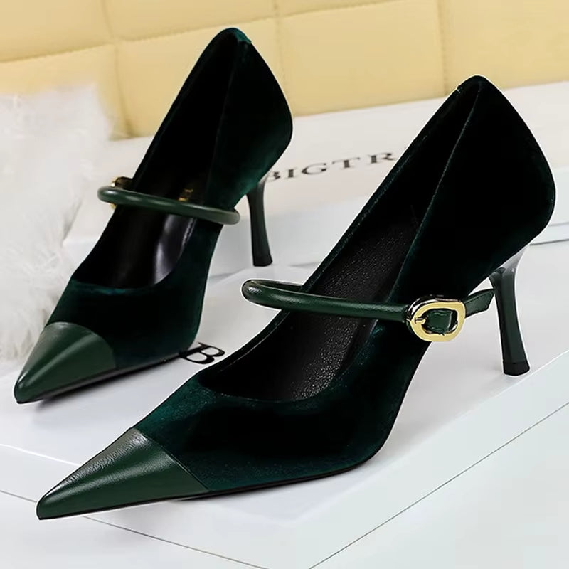 
                  
                    Shoes New Buckle Design Women Pumps Pointed Shoes High Heels Suede Stilettos Heels 7Cm 10Cm Ladies Shoes Large Size 43
                  
                