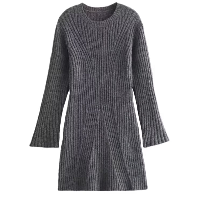 
                  
                    Women'S Fashion Long Sleeve Slim Solid Color Knit Mini Dress Group Autumn and Winter Elegant O Neck Textured Basic Dresses
                  
                