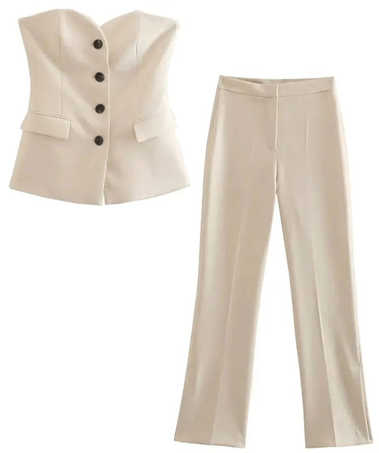 
                  
                    Chic Strapless Blazer & Pants Set - Gentevra
                  
                