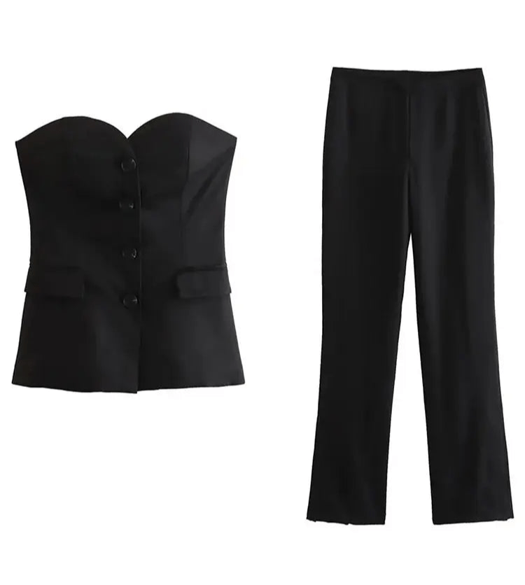 
                  
                    Chic Strapless Blazer & Pants Set - Gentevra
                  
                