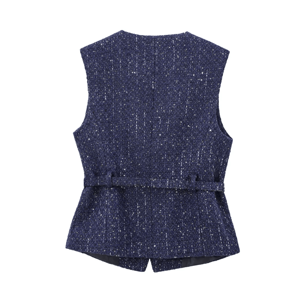 
                  
                    Chic Tweed Belted Vest - Gentevra
                  
                