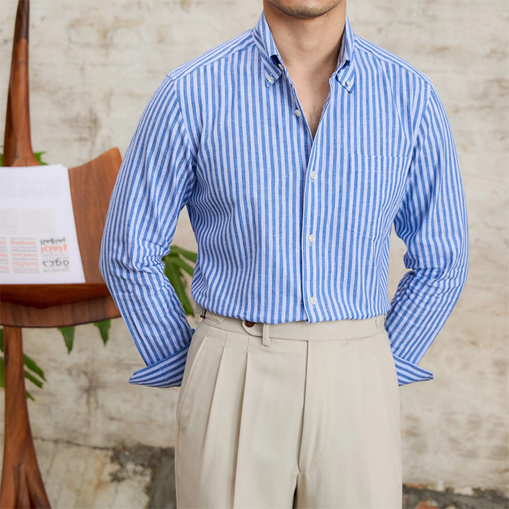 
                  
                    Cotton Linen Striped Shirt - Gentevra
                  
                