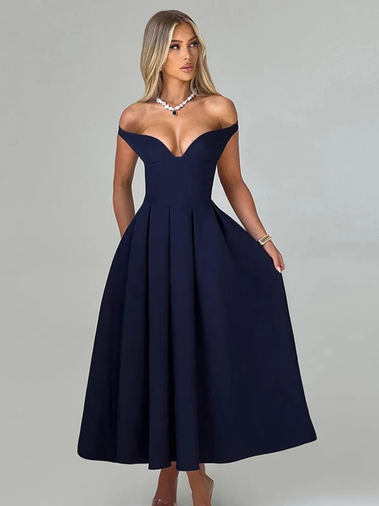 
                  
                    Elegant Off - Shoulder A - Line Midi Dress - Gentevra
                  
                