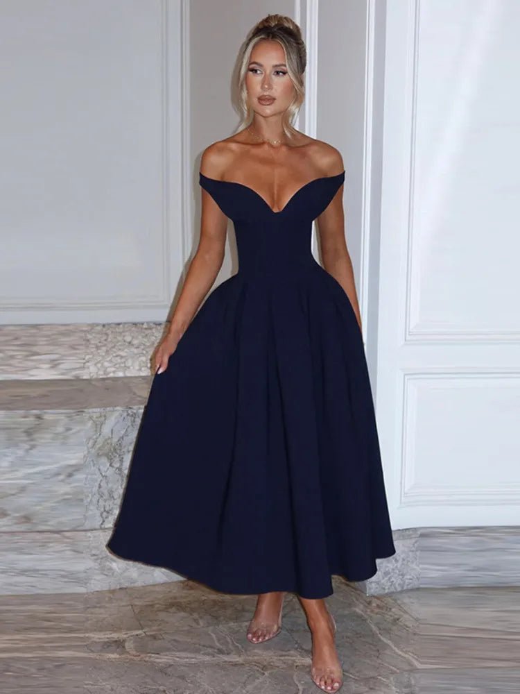 
                  
                    Elegant Off - Shoulder A - Line Midi Dress - Gentevra
                  
                