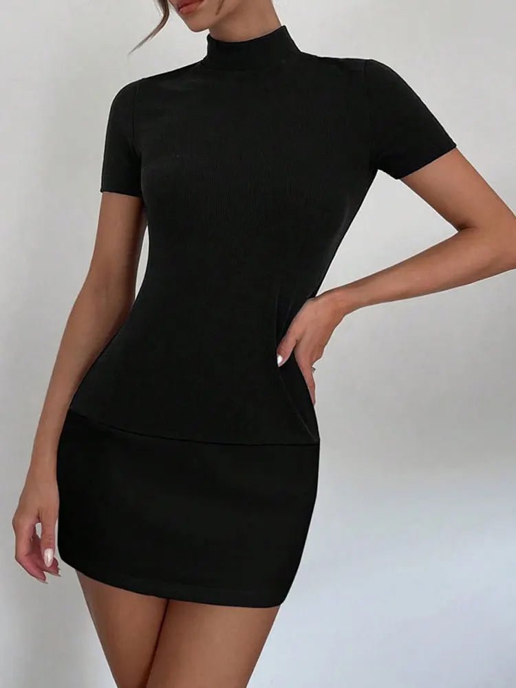 
                  
                    High Waist Short Sleeve Patchwork Bodycon Dress - Gentevra
                  
                