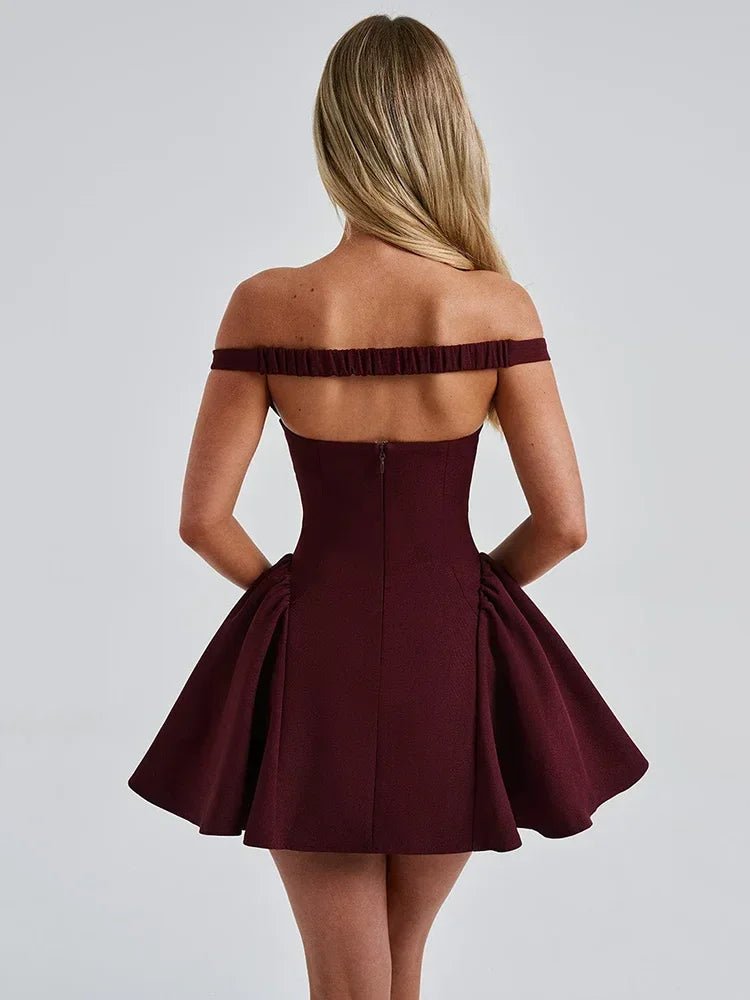 
                  
                    Off - Shoulder Backless Mini Dress - Gentevra
                  
                