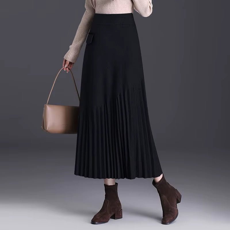 
                  
                    Pleated Wool Maxi Skirt - Gentevra
                  
                