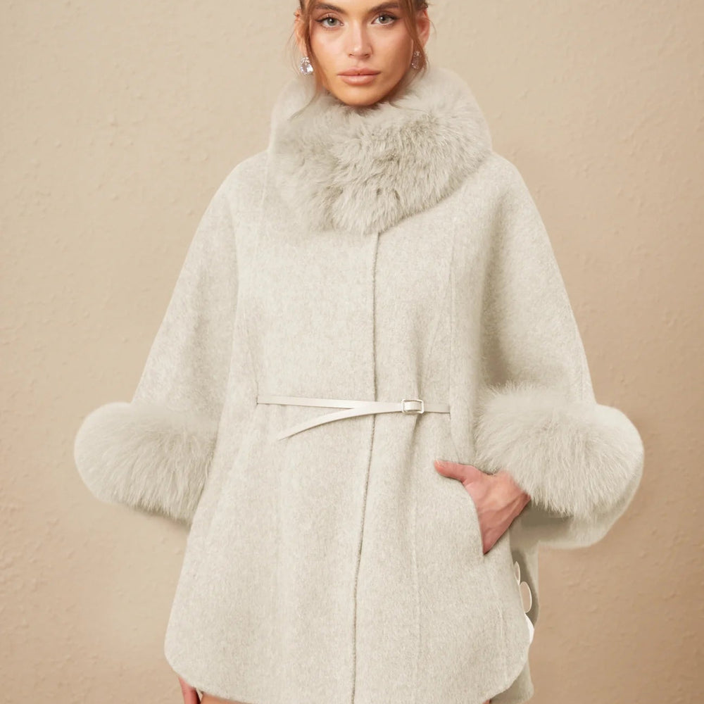 Premium Fox Fur Hooded Wool Jacket - Gentevra