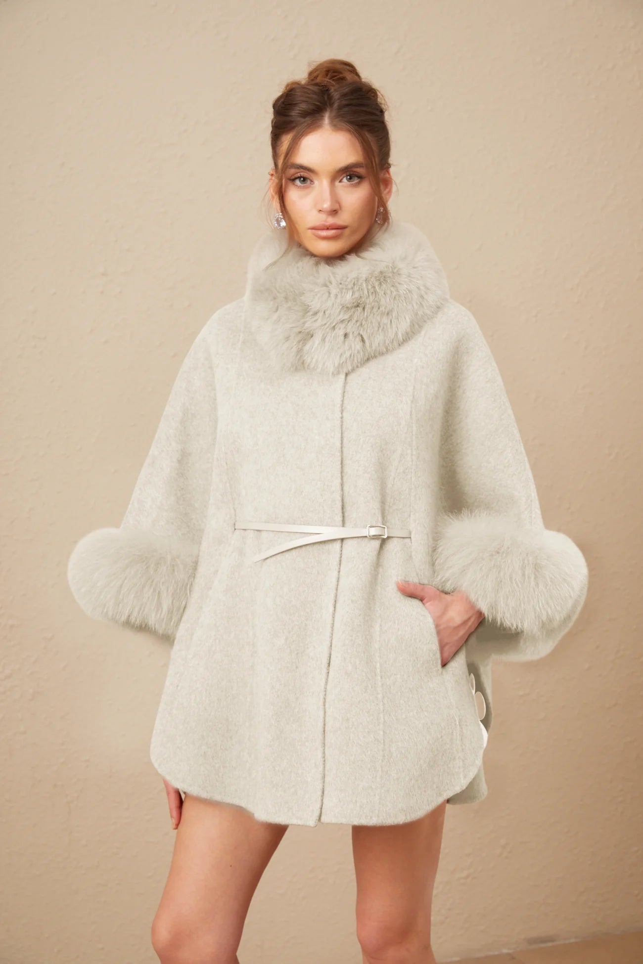 Premium Fox Fur Hooded Wool Jacket - Gentevra