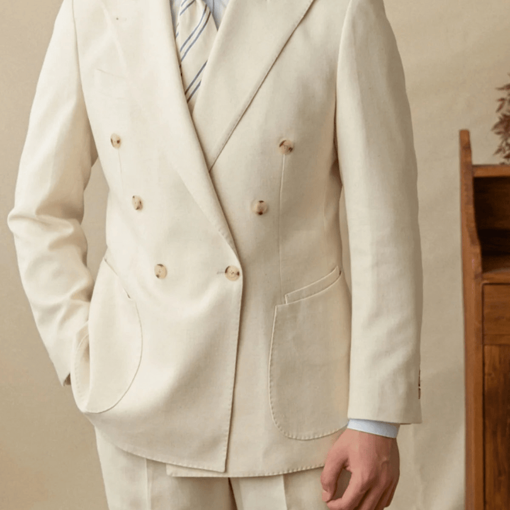 
                  
                    Premium Linen Double - Breasted Suit - Gentevra
                  
                