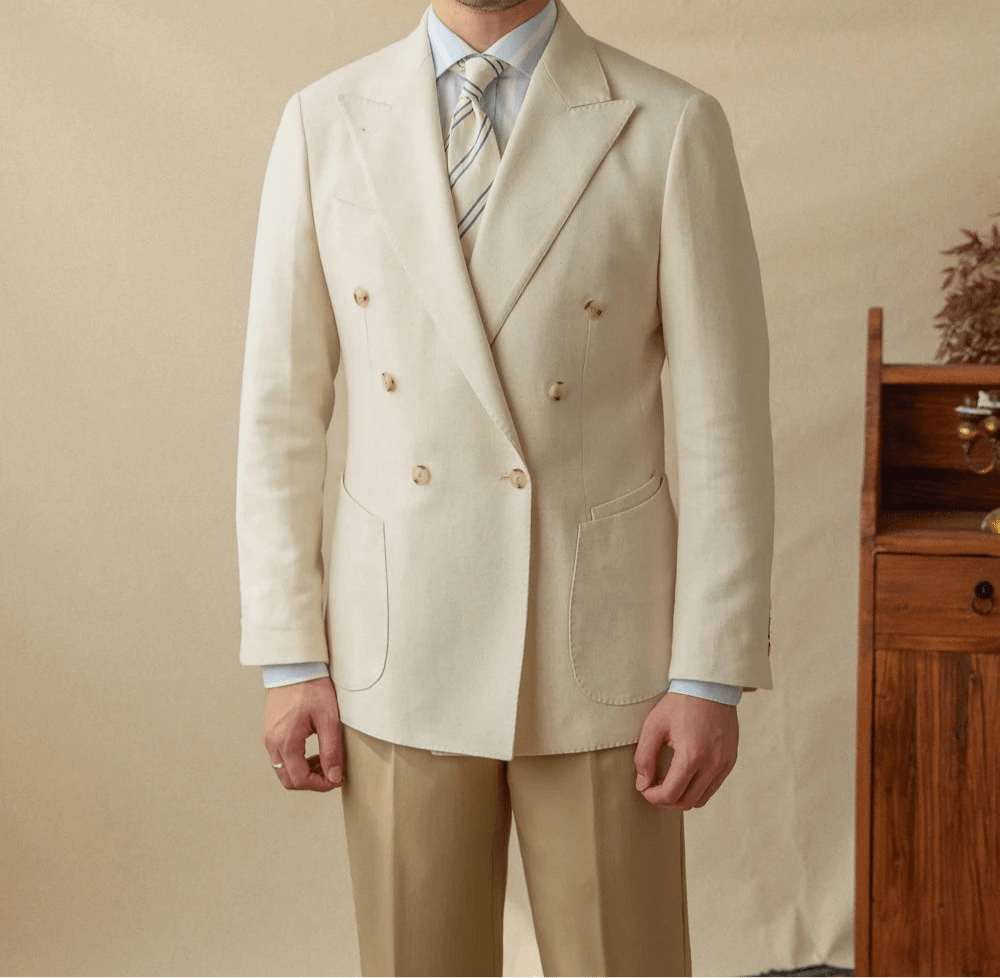 
                  
                    Premium Linen Double - Breasted Suit - Gentevra
                  
                