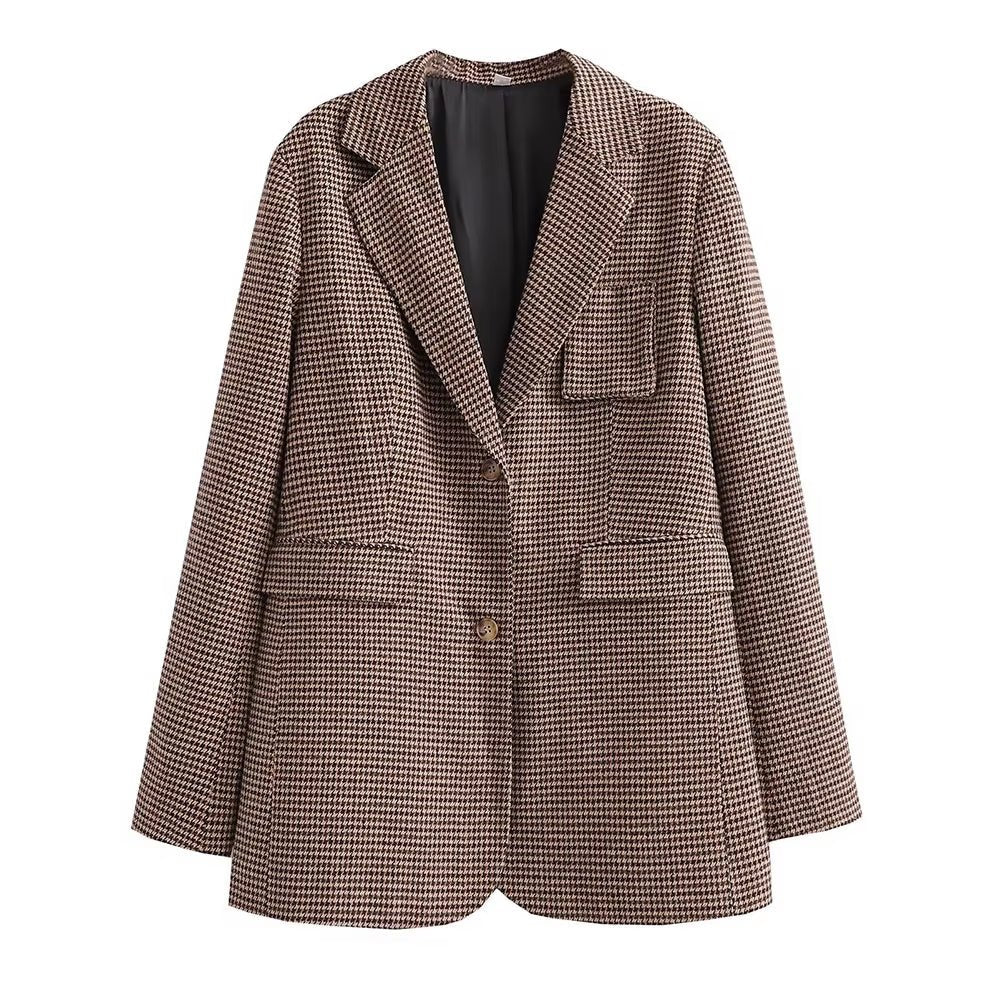 Premium Oversized Houndstooth Blazer - Gentevra