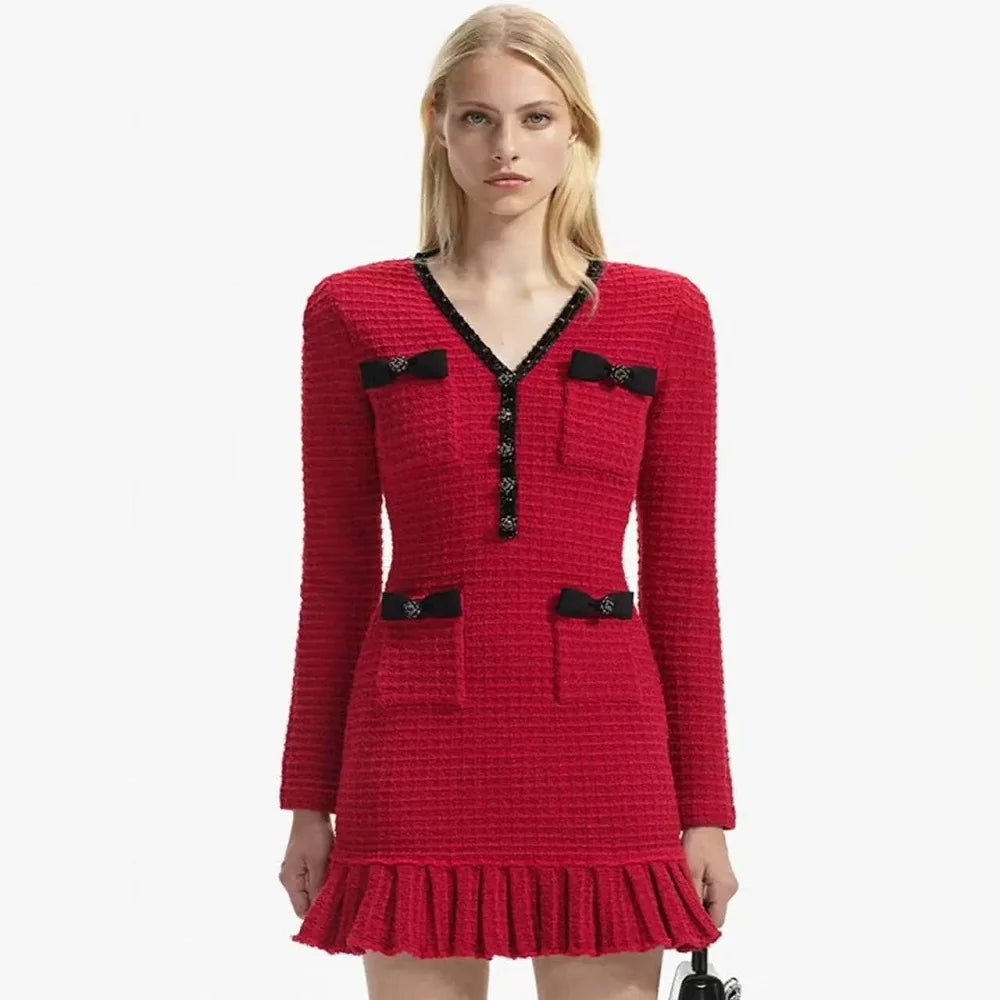 Premium Red Knitted Corset Mini Dress - Gentevra