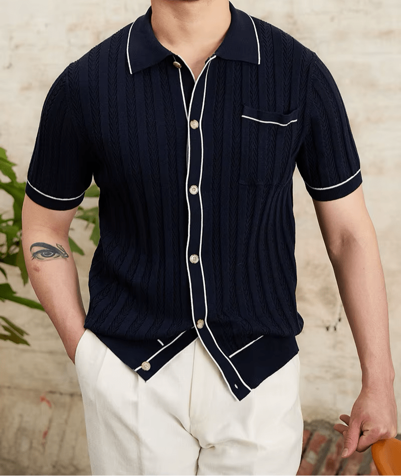 
                  
                    Premium Ribbed Hem Polo Shirt - Gentevra
                  
                