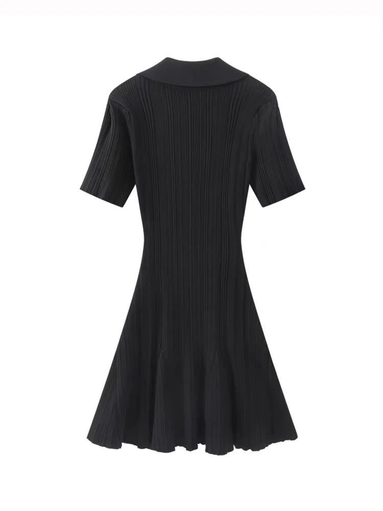 
                  
                    Premium V - Neck A - Line Knit Mini Dress - Gentevra
                  
                