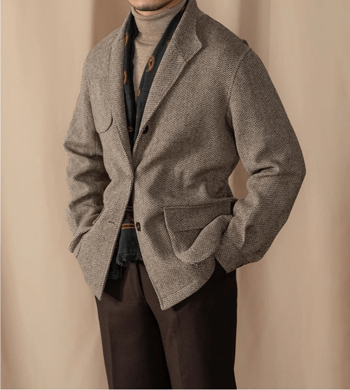 Premium Vintage Herringbone Utility Jacket - Gentevra