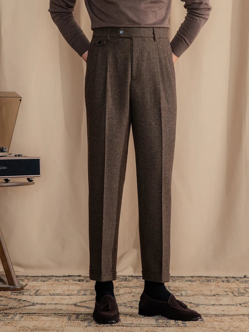 Premium Wool Herringbone Pants - Gentevra