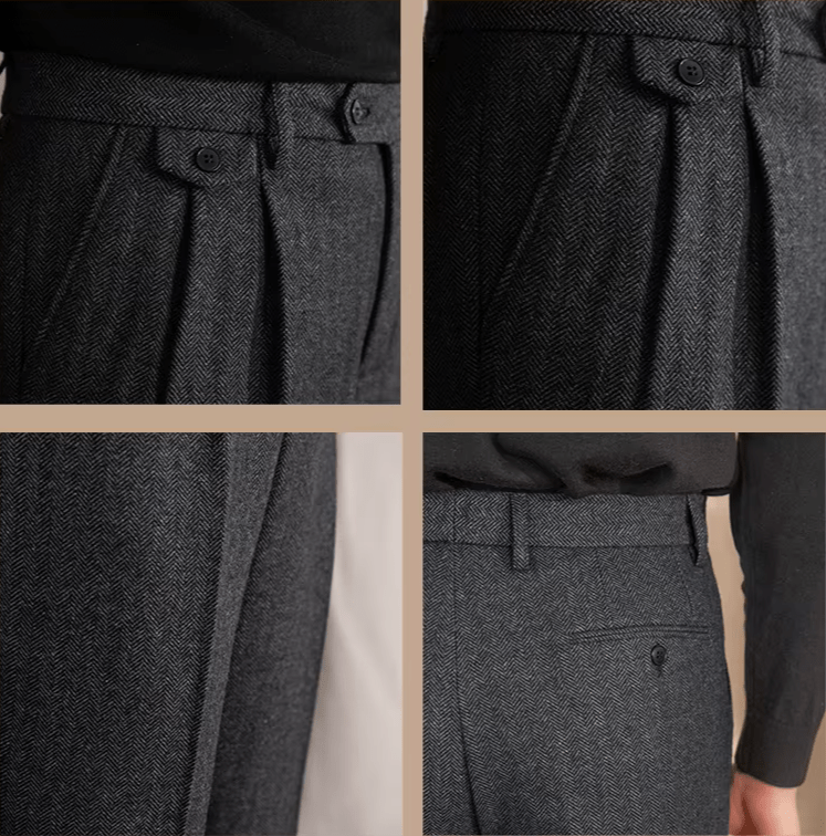 
                  
                    Premium Wool Herringbone Pants - Gentevra
                  
                