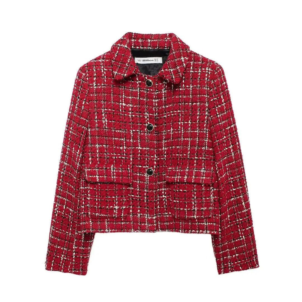 
                  
                    Red Plaid Blazer and Shorts Set - Gentevra
                  
                