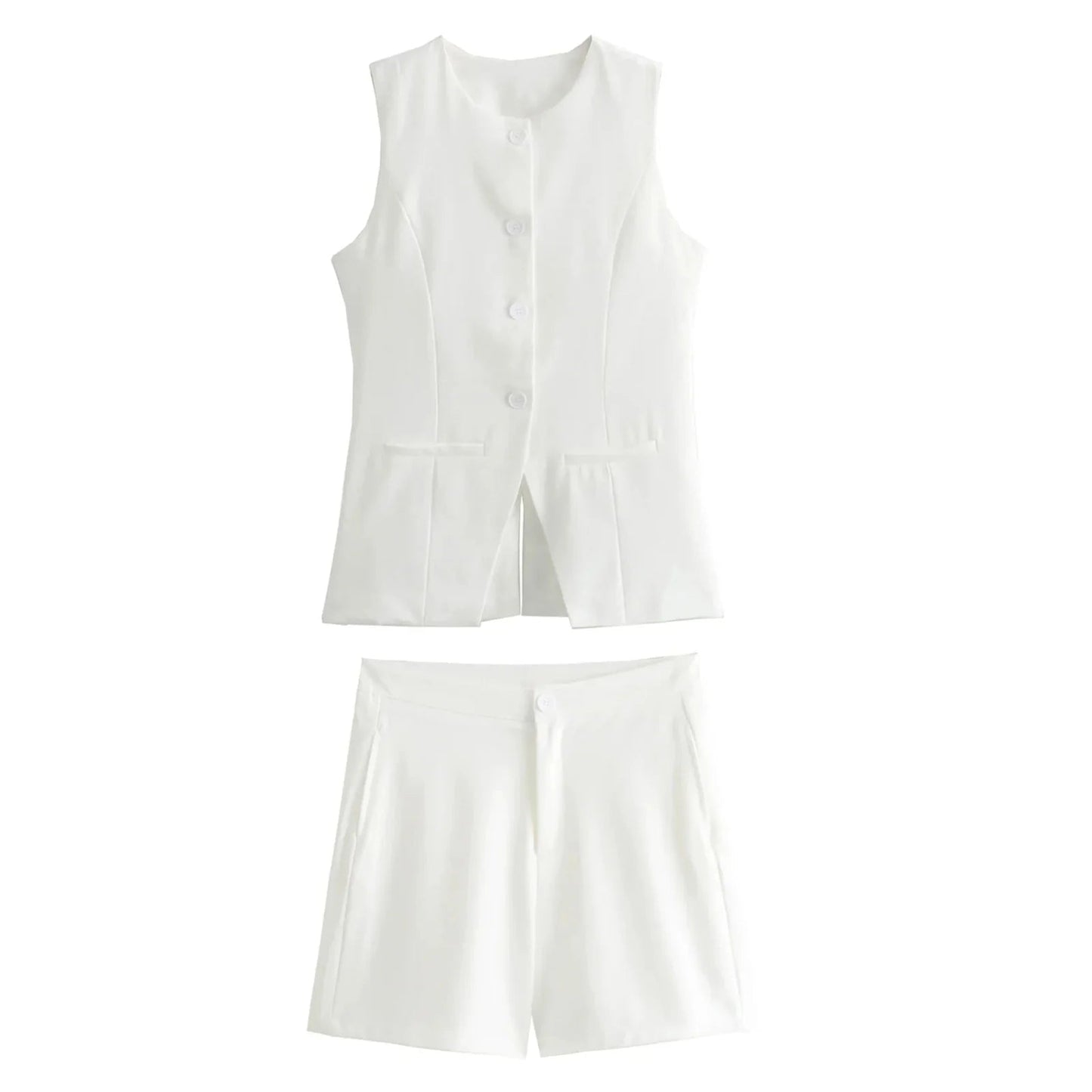 Sleeveless Vest and High Waist Shorts Set - Gentevra